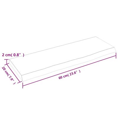 vidaXL Étagère murale 60x20x2 cm bois de chêne massif non traité