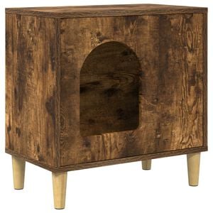 vidaXL Maison pour chat Ch&ecirc;ne fum&eacute; 51 x 30 x 52 cm Bois d'ing&eacute;nierie