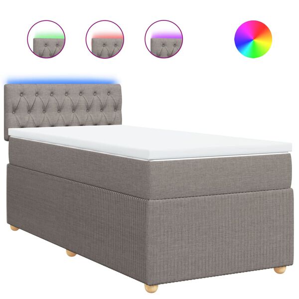 vidaXL Sommier &agrave; lattes de lit avec matelas Taupe 90x190 cm Tissu