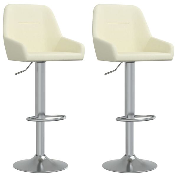 vidaXL Tabourets de bar lot de 2 cr&egrave;me tissu
