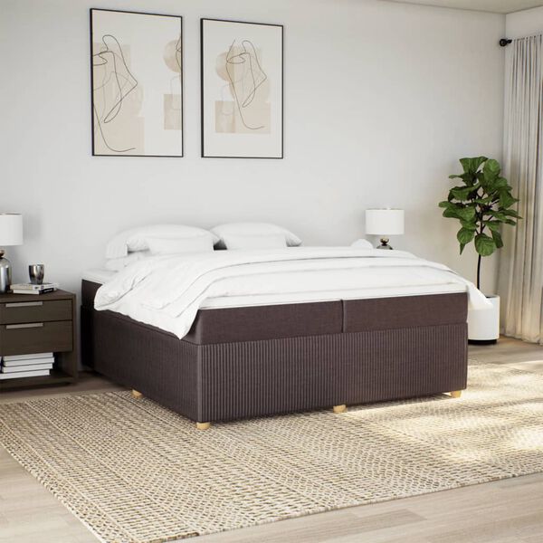 vidaXL Sommier &agrave; lattes de lit avec matelas Marron fonc&eacute; 200x200 cm
