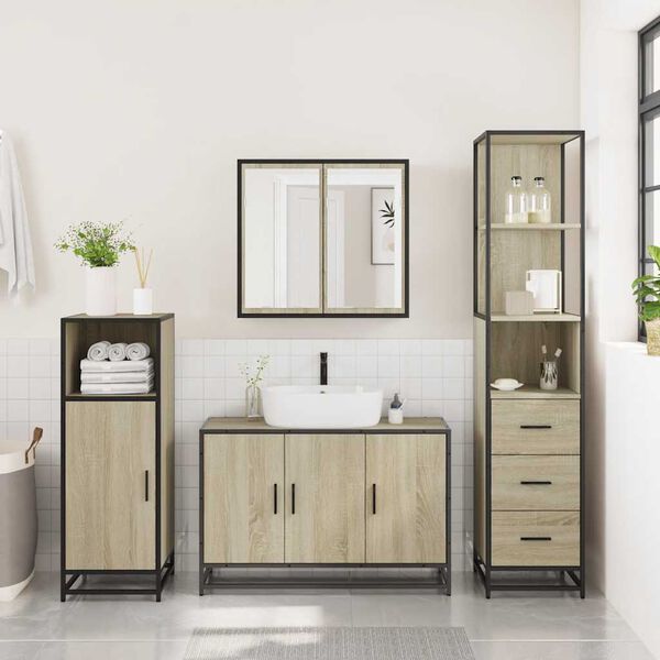 vidaXL Ensemble de meubles de salle de bain 3 pcs ch&ecirc;ne sonoma