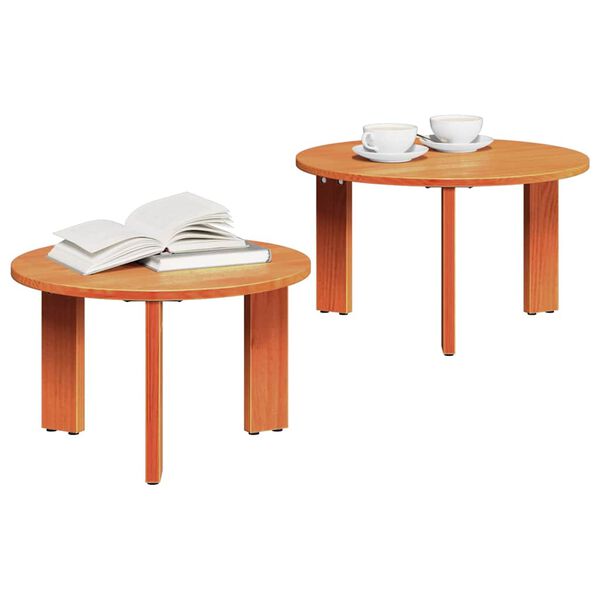 vidaXL Table basse 2 pcs Brun cire Bois de pin massif