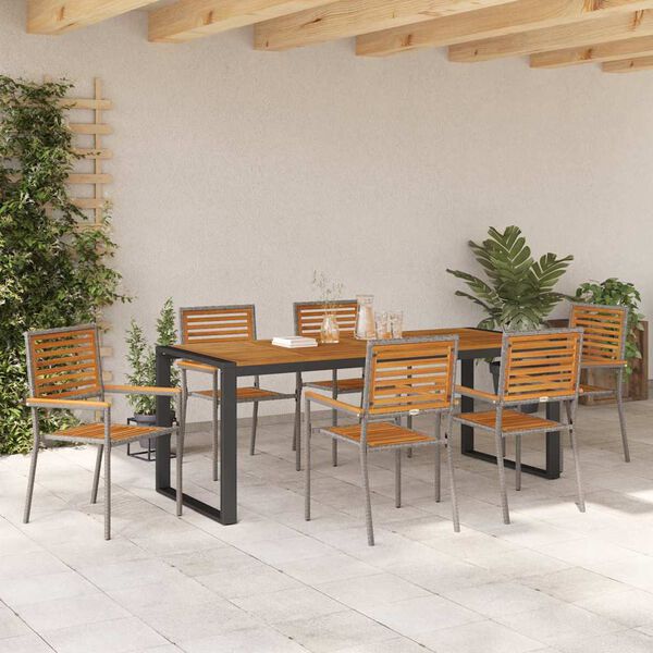 vidaXL Ensemble de salle à manger pour jardin 7 pcs Gris et marron
