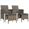 vidaXL Canap&eacute; de jardin 2 places avec table et tabourets gris rotin