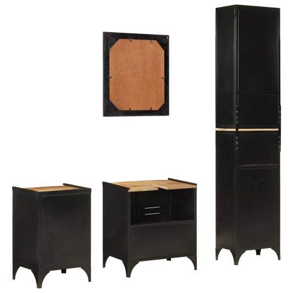 vidaXL Ensemble de meubles salle de bain 4 pcs fer et bois de manguier