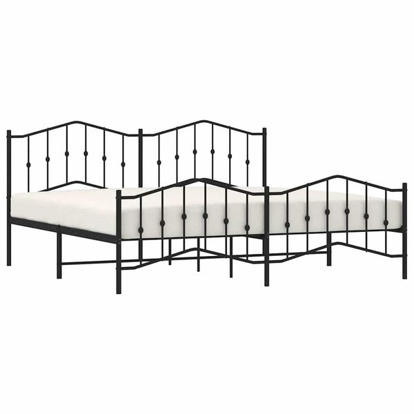 vidaXL Cadre de lit m&eacute;tal sans matelas avec pied de lit noir 193x203cm