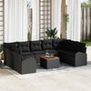 vidaXL Ensemble de canap&eacute; de jardin avec coussin 10 pcs Noir polyrotin