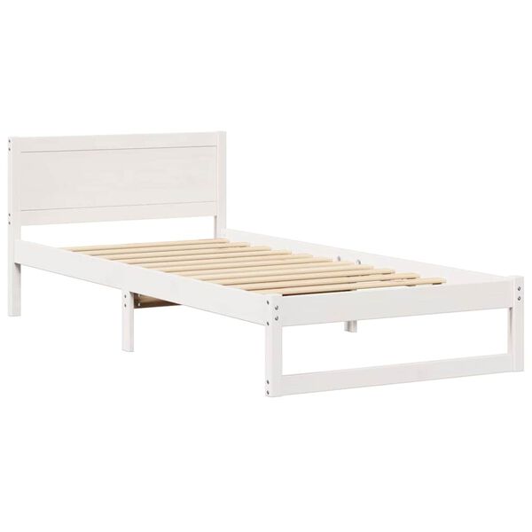 vidaXL Cadre de lit avec t&ecirc;te de lit Blanc 90 x 190 cm Pin massif