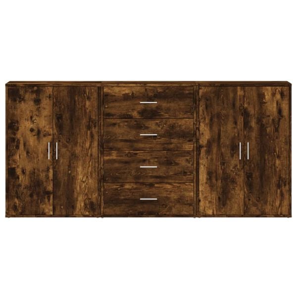 vidaXL Buffets 3 pcs ch&ecirc;ne fum&eacute; 60x31x84 cm bois d'ing&eacute;nierie