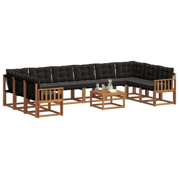 vidaXL Ensemble de canap&eacute;s d'ext&eacute;rieur 11 pcs Naturel et Noir