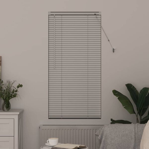 vidaXL Store de Fen&ecirc;tre avec des rideaux Blanc Aluminium