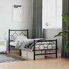 vidaXL Cadre de lit m&eacute;tal sans matelas avec pied de lit noir 75x190 cm