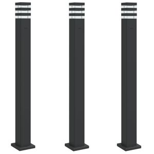 vidaXL Lampadaires d'ext&eacute;rieur avec sortie 3 pcs noir 110 cm aluminium