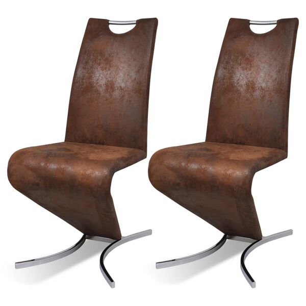 vidaXL Chaises &agrave; manger lot de 2 marron similicuir