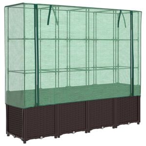 vidaXL Jardini&egrave;re sur&eacute;lev&eacute;e avec housse aspect rotin 160x40x153 cm