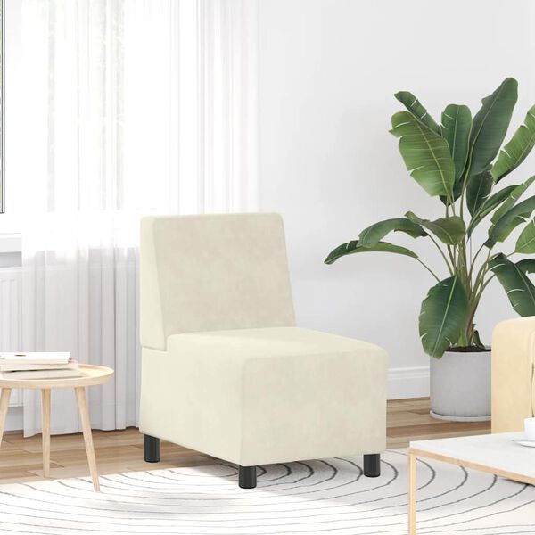 vidaXL Canap&eacute; modulaire sans accoudoirs Cr&egrave;me 55 cm Velours