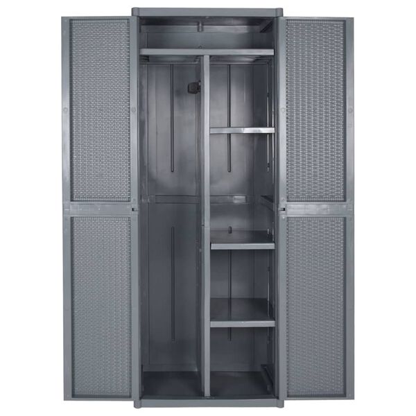 vidaXL Armoire de rangement de jardin gris 65x45x172 cm PP rotin