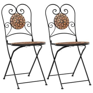 vidaXL Chaises pliantes 2 pi&egrave;ces en c&eacute;ramique terre cuite
