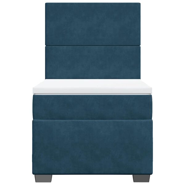vidaXL Sommier &agrave; lattes de lit avec matelas bleu 90x190 cm velours