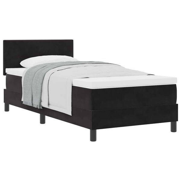vidaXL Lit &agrave; ressorts avec matelas Noir 100 x 200 cm Velours