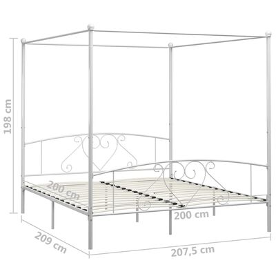 vidaXL Cadre de lit à baldaquin sans matelas blanc métal 200x200 cm