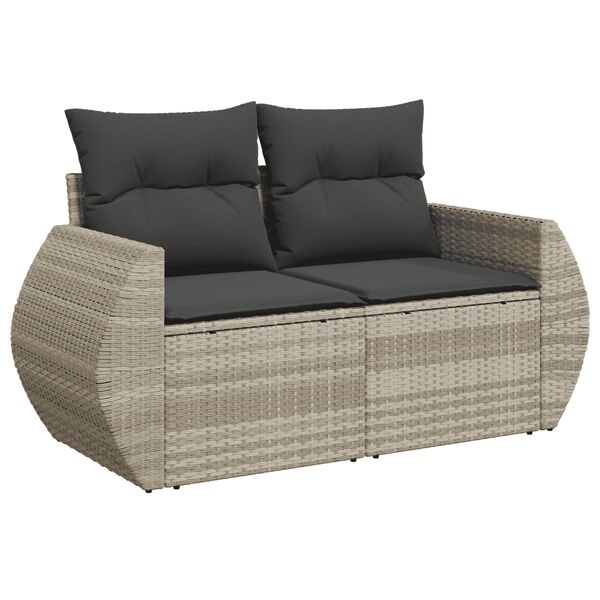 vidaXL Salon de jardin 4 pcs avec coussins gris clair r&eacute;sine tress&eacute;e