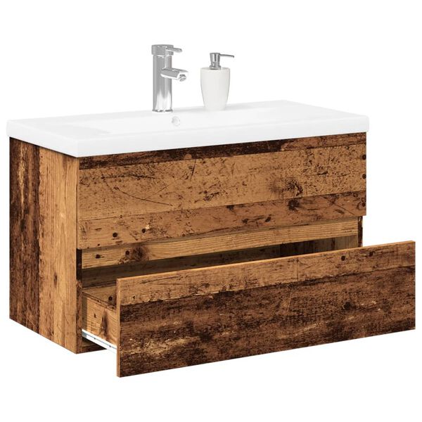 vidaXL Armoire lavabo avec bassin int&eacute;gr&eacute; vieux bois