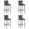 vidaXL Tabourets de bar de jardin et coussins lot de 4 r&eacute;sine tress&eacute;e