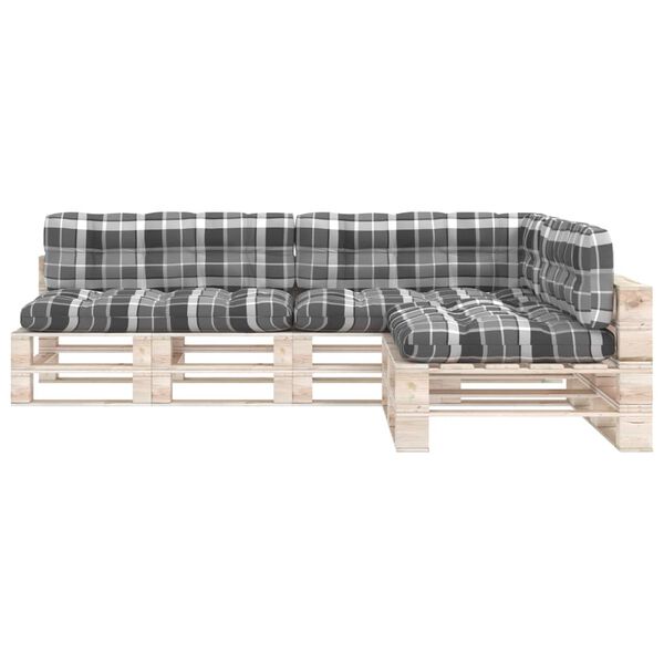 vidaXL Coussins de canap&eacute; palette lot de 7 Motif &agrave; carreaux gris