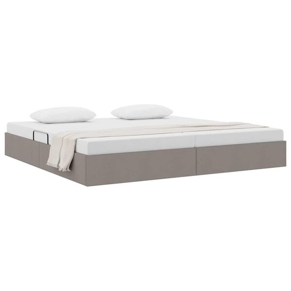 vidaXL Lit de Rangement avec matelas Taupe 200 x 200 cm tissu