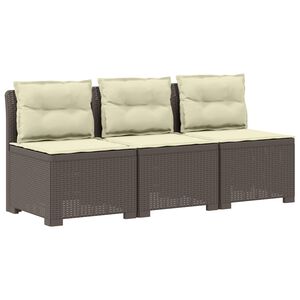 vidaXL Canap&eacute; de jardin 3 places avec coussins look rattan PP