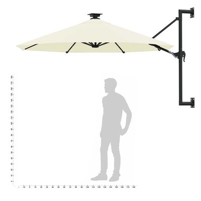 vidaXL Parasol mural de jardin avec LED 300 cm sable