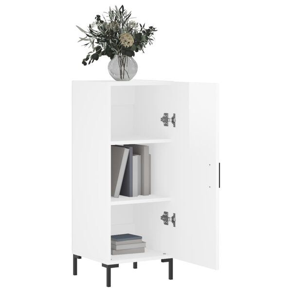vidaXL Buffet Blanc brillant 34,5x34x90 cm Bois d'ing&eacute;nierie
