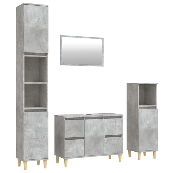vidaXL Ensemble de meubles de salle de bain 4 pcs gris b&eacute;ton