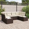 vidaXL Ensemble de canap&eacute; de jardin 6 pcs Marron et Cr&egrave;me Poly rotin