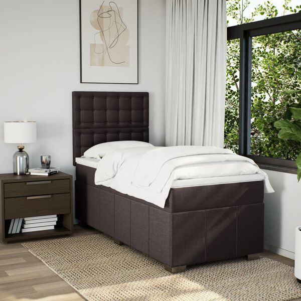 vidaXL Sommier &agrave; lattes de lit avec matelas Marron fonc&eacute; 90x190 cm