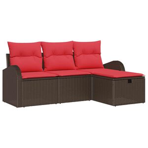 vidaXL Ensemble de Canap&eacute;s 4 pi&egrave;ces 4-Nombre de places Marron et rouge