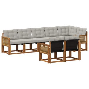 vidaXL Ensemble de canap&eacute;s d'ext&eacute;rieur 8 pc Naturel et gris clair