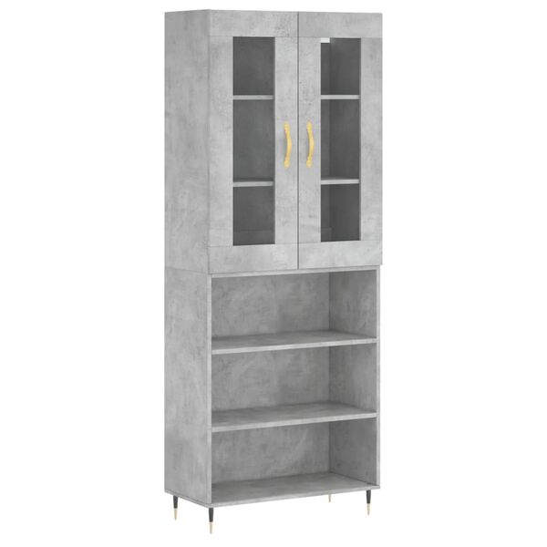 vidaXL Buffet haut Gris b&eacute;ton 69,5x34x180 cm Bois d'ing&eacute;nierie