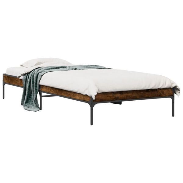 vidaXL Cadre de lit sans matelas ch&ecirc;ne fum&eacute; 100x200 cm