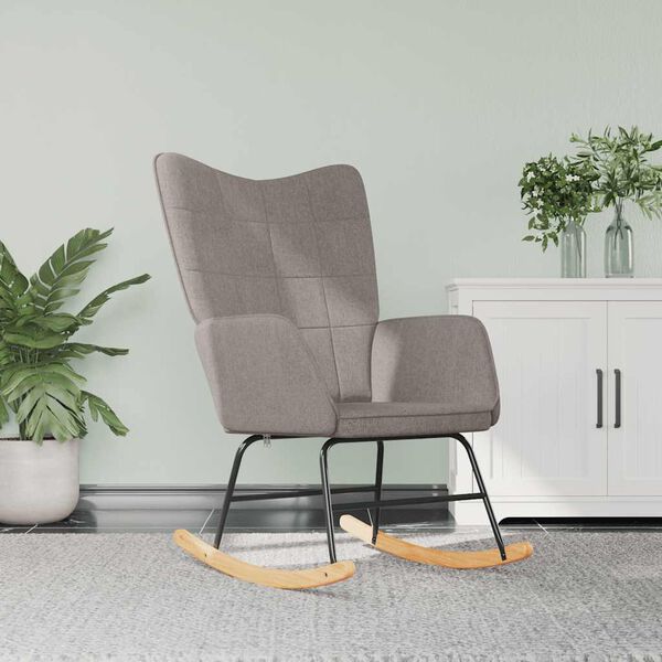 vidaXL Chaise &agrave; bascule Taupe Tissu