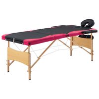 vidaXL Table de massage pliable 3 zones Bois Noir et rose