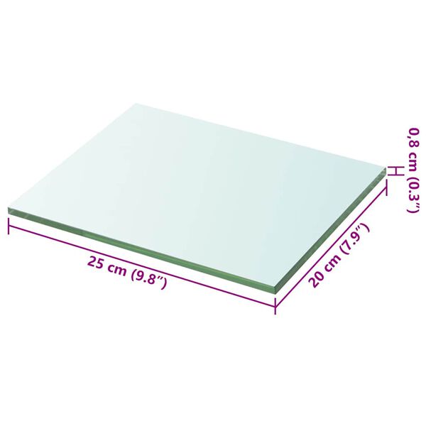 vidaXL Panneau pour &eacute;tag&egrave;re Verre transparent 20 x 25 cm