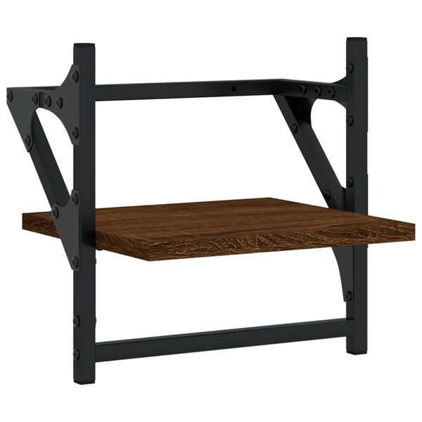 vidaXL &Eacute;tag&egrave;res murales avec barres 2 pcs ch&ecirc;ne marron 30x25x30 cm