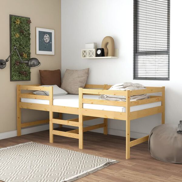 vidaXL Lit mi-haut Bois massif de pin 90x200 cm