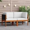 vidaXL Canap&eacute;s d'angle de jardin 2 pi&egrave;ces avec coussins Bois d'acacia et corde