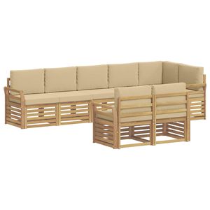 vidaXL Ensemble de canap&eacute;s d'ext&eacute;rieur 8 pc Blanc et Beige Polyester