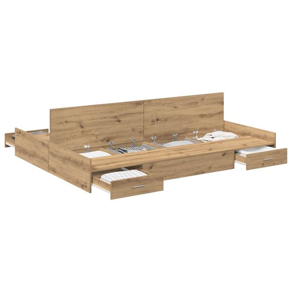 vidaXL Cadre de lit avec rangement Ch&ecirc;ne artisanal 160 x 200 cm