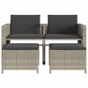 vidaXL Canap&eacute; de jardin 2 places avec table tabourets gris clair rotin